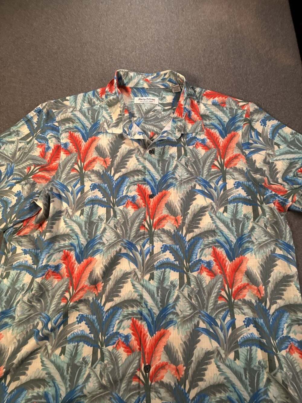 Tommy Bahama IslandZone Tropical Palm Leaf Short Sleeve Button Down Shirt XXL